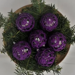 6 umhäkelte Weihnachtsbaumkugeln