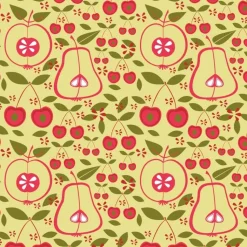 4 Untersetzer Obstgarten, für Flaschen, Karaffen, Schalen + Schüsseln, mit farbigen, stilisierten Sommerfrüchten