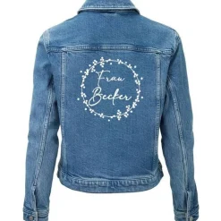 8 versch. pers. Jeansjackenaufdruck Braut/Hochzeit/Verlobung/ Get Ready/weiß Blumenmuster/Ringe/Eukalyptus /Bü