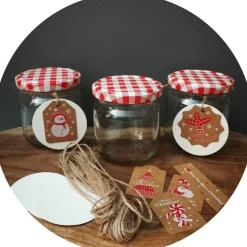 6 weihnachtliche Einmachgläser inkl. Etiketten für handmade Geschenke