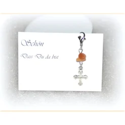 6 x Gastgeschenke Aventurin mit Kreuzchen für Taufe, Kommunion