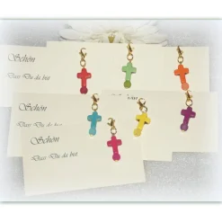 7 x Gastgeschenke Kreuzchen Taufe, Kommunion, Konfirmation, Give Away Kreuze mit Kärtchen