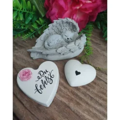 3 x Grabschmuck, Tiergedenkstein, Tiergrabstein, Gedenkstein Katze, Grabschmuck,Flügel,Trauer,  Beton, frostfest. Katze