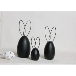 3 x Hase in schwarz mit Drahtohren Metallohren