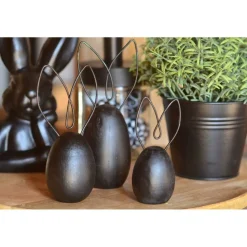 3 x Hase in schwarz mit Drahtohren Metallohren
