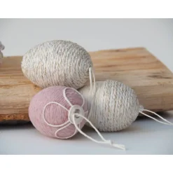 3 x OSTEREIER Deko, Vintage- und Landhausstil, Osterzeit, Handmade, Creme, Rosé, Gold, ca 6 cm