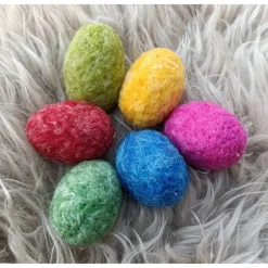 6 x OSTEREIER, Filzeier,  Naturmaterial 100% Wolle, ohne Styroporkern, Handmade, Deko