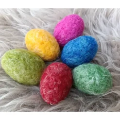 6 x OSTEREIER, Filzeier,  Naturmaterial 100% Wolle, ohne Styroporkern, Handmade, Deko
