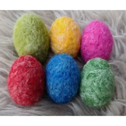6 x OSTEREIER, Filzeier,  Naturmaterial 100% Wolle, ohne Styroporkern, Handmade, Deko