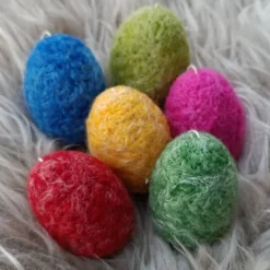 6 x OSTEREIER, Filzeier,  Naturmaterial 100% Wolle, ohne Styroporkern, Handmade, Deko