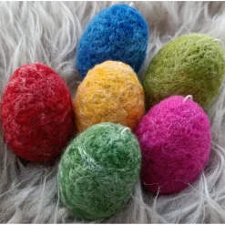 6 x OSTEREIER, Filzeier,  Naturmaterial 100% Wolle, ohne Styroporkern, Handmade, Deko