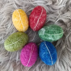 6 x OSTEREIER, Filzeier,  Naturmaterial 100% Wolle, ohne Styroporkern, Handmade, Deko