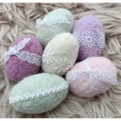 6 x OSTEREIER PASTELL, 100% Wolle, ohne Styroporkern, Filzeier, Deko, Naturmaterial weiche Wolle, Handangefertigt