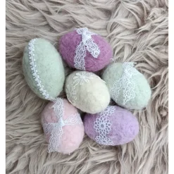 6 x OSTEREIER PASTELL, 100% Wolle, ohne Styroporkern, Filzeier, Deko, Naturmaterial weiche Wolle, Handangefertigt