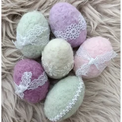 6 x OSTEREIER PASTELL, 100% Wolle, ohne Styroporkern, Filzeier, Deko, Naturmaterial weiche Wolle, Handangefertigt