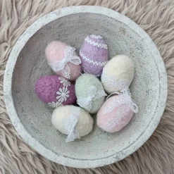 7 x OSTEREIER PASTELL, 100% Wolle, ohne Styroporkern, Filzeier, Deko,  Naturmaterial weiche Wolle, Handangefertigt