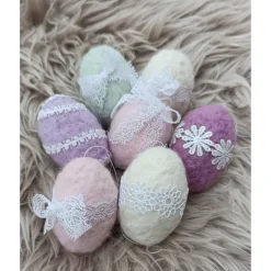 7 x OSTEREIER PASTELL, 100% Wolle, ohne Styroporkern, Filzeier, Deko,  Naturmaterial weiche Wolle, Handangefertigt