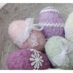 7 x OSTEREIER PASTELL, 100% Wolle, ohne Styroporkern, Filzeier, Deko,  Naturmaterial weiche Wolle, Handangefertigt