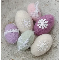 6 x OSTEREIER  PASTELL, 100%Wolle, ohne Styroporkern, Filzeier, Deko, handangefertigt