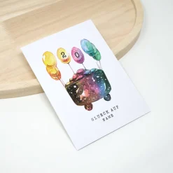 A6 Geburtstagskarte Ruhrpott Kohlenlore bunt Luftballons | Glück auf Karten  | Personalisierte Alter Name