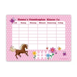 A4 Stundenplan | Pferde Sternchen - rosa - personalisierbar, optional wiederbeschreibbar