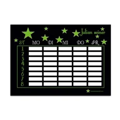 A4 Stundenplan | Sterne schwarz-grün - personalisierbar, optional wiederbeschreibbar