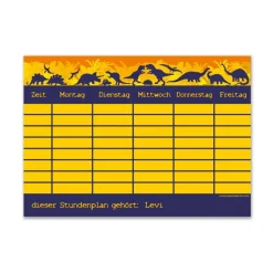 A4 Stundenplan | Urwald Dinos - orange - personalisierbar, optional wiederbeschreibbar