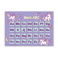 ABC Lernposter | Regenbogen Einhorn lila