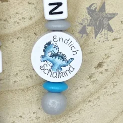 ABC Rechenkette Zählkette mit Name Dino - Endlich Schulkind -  Geschenk zur Einschulung -