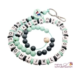 ABC-Rechenkette mit Motivherz "Ich bin ein Schulkind" in Mint und Grau