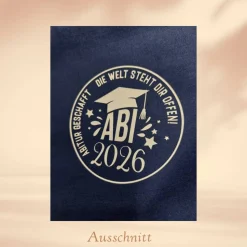 Abi 2026 Abschlusstüte, Geschenk zum Abitur personalisierbar - Blau gemustert