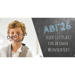 Abitur Banner - 100 x 50 cm | ABI Abschluss - Tafel-Design - personalisierbar mit Foto und Wunschtext