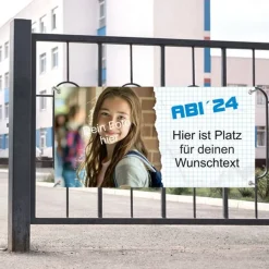 Abitur Banner - 100 x 50 cm | ABI Abschluss - personalisierbar mit Foto und Wunschtext