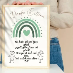 Abschiedsgeschenk Erzieherin personalisiert Herz grün | Poster Urkunde | Geschenk Kindergarten Danke Regenbogen
