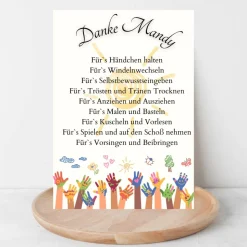 Abschiedsgeschenk Erzieherin personalisiert Hände bunt | Poster Urkunde | Geschenk Kindergarten Danke