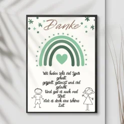 Abschiedsgeschenk Erzieherin Danke Regenbogen grün | Poster Urkunde | Geschenk Kindergarten Erzieher