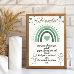 Abschiedsgeschenk Erzieherin Danke Regenbogen grün | Poster Urkunde | Geschenk Kindergarten Erzieher