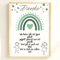 Abschiedsgeschenk Erzieherin Danke Regenbogen grün | Poster Urkunde | Geschenk Kindergarten Erzieher