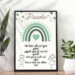 Abschiedsgeschenk Erzieherin Danke Regenbogen grün | Poster Urkunde | Geschenk Kindergarten Erzieher