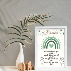 Abschiedsgeschenk Erzieherin Danke Regenbogen grün | Poster Urkunde | Geschenk Kindergarten Erzieher