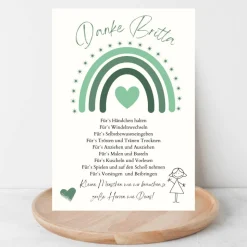 Abschiedsgeschenk Erzieherin personalisiert Herz grün | Poster Urkunde | Geschenk Kindergarten Danke Regenbogen
