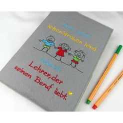 Abschiedsgeschenk Grundschule, Geschenke für Lehrer, Notizbuch Filz mit Spruch, Abschiedsgeschenk Erzieherin