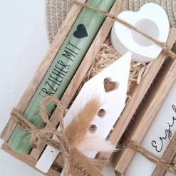 Abschiedsgeschenk Kindergarten KITA Erzieherin mit Herz Geschenkset Dankeschön Haus / Lichthaus Kerzenhalter Herz Kerzen