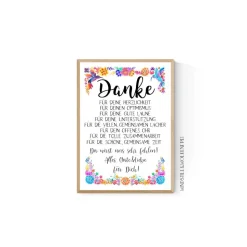 Abschiedsgeschenk Kollegin Kollege Verabschiedung Ruhestand Rente Geschenk Poster Bild Blumen Vögel Bunt