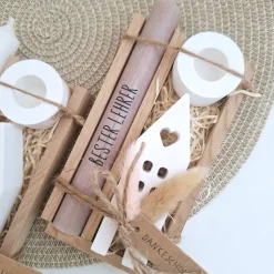 Abschiedsgeschenk Schule Lehrerin mit Herz Lehrer Geschenkset Dankeschön Haus / Lichthaus Kerzenhalter rund Kerzenset St