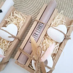 Abschiedsgeschenk Schule Lehrerin mit Herz Lehrer Dekoherz Kerzenhalter rund Geschenkset Dankeschön Kerzenset Stabkerze