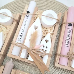 Abschiedsgeschenk Schule Lehrerin mit Herz Lehrer Geschenkset Dankeschön Häuser / Lichthäuser Kerzenhalter rund Kerzense