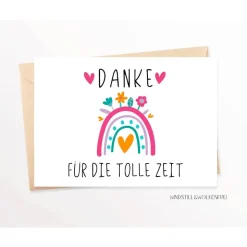 Abschiedskarte Kindergarten Kita Erzieherin Grundschule Abschiedsgeschenk Karte Regenbogen