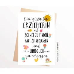 Abschiedskarte Kindergarten Kita Erzieherin Grundschule Abschiedsgeschenk Karte Dankeskarte