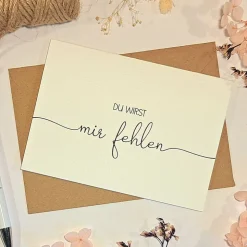 Abschiedskarte Kollege: Du wirst fehlen – Minimalistische Klappkarte mit Umschlag | Ruhestand, Rente, Jobwechsel